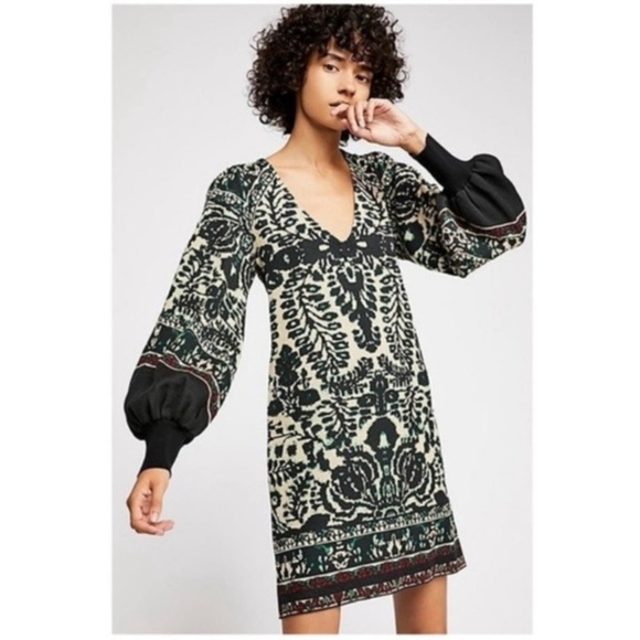 Free People Dresses & Skirts - Free People Music And Lyrics Bishop Sleeve Mini Sweater Dress Size XS